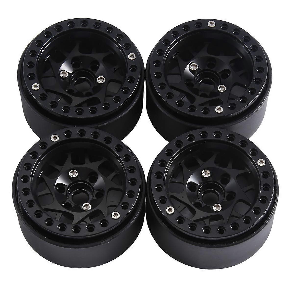 4PCS 1.9Inch Metal Beadlock Wheel Hub Rim,Black 14
