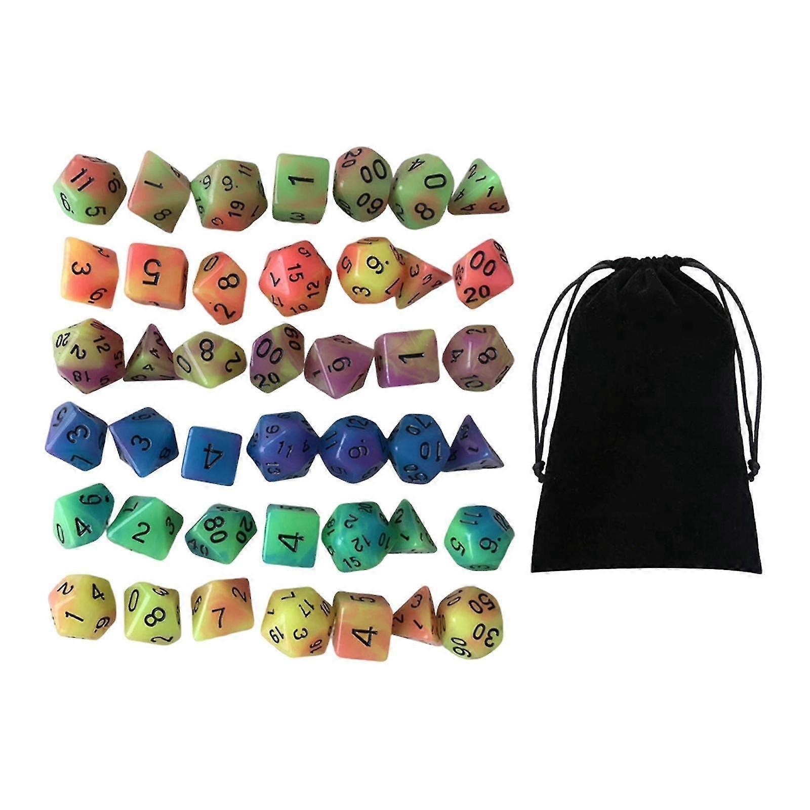 2026 NEW Glowing Polyhedral Dices Set with Pouch for   Role Math Teaching