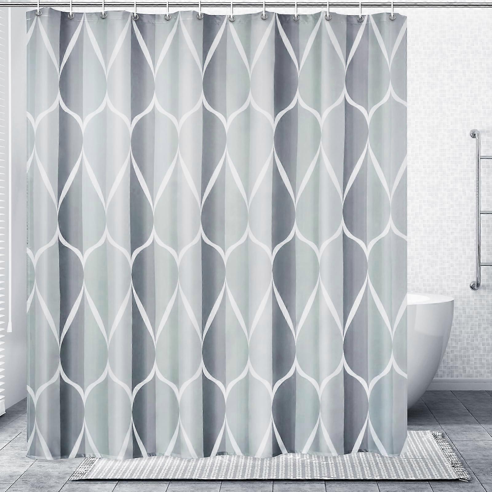 Grey Shower Curtain 72x72 Inches, Waterproof Polyester, Quick-Drying with Weighted Hem, Includes 12 Hooks, Machine Washable