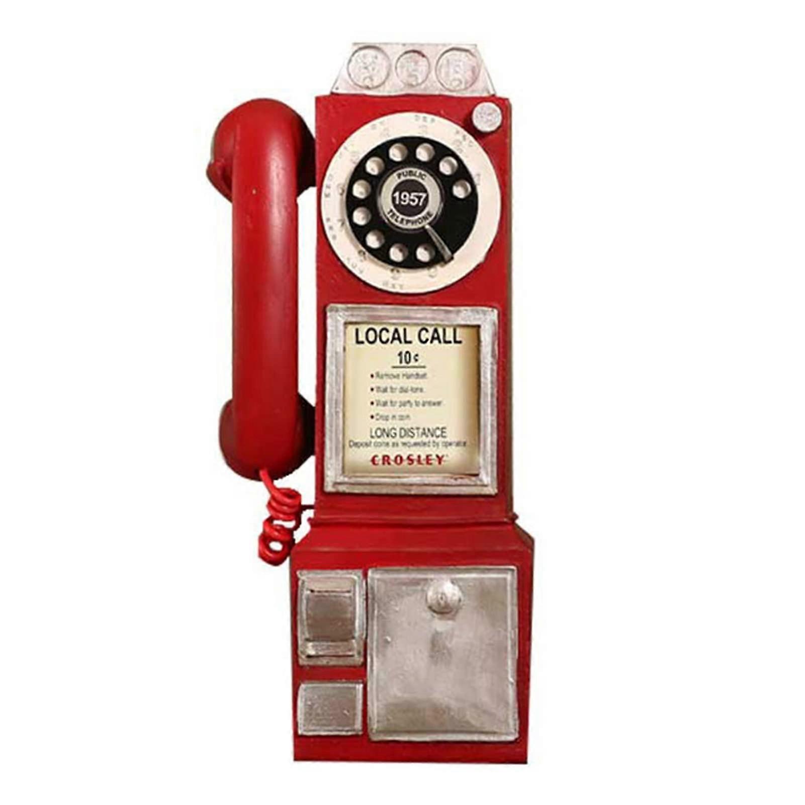 Retro Booth Home Decoration Ornament Vintage Telephone Artist Model Phone Cafe Bar Decor 30cm