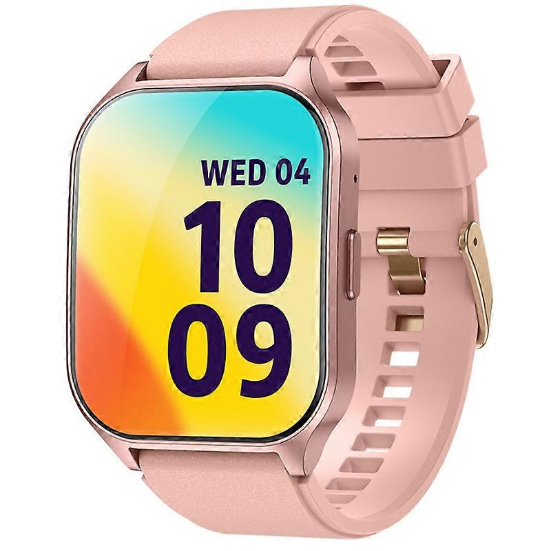 Smartwatch with Curved AMOLED Screen, Bluetooth Calling, Heart Rate, Blood Pressure, Blood Oxygen, and Sleep Monitoring, with Notifications(Pink)