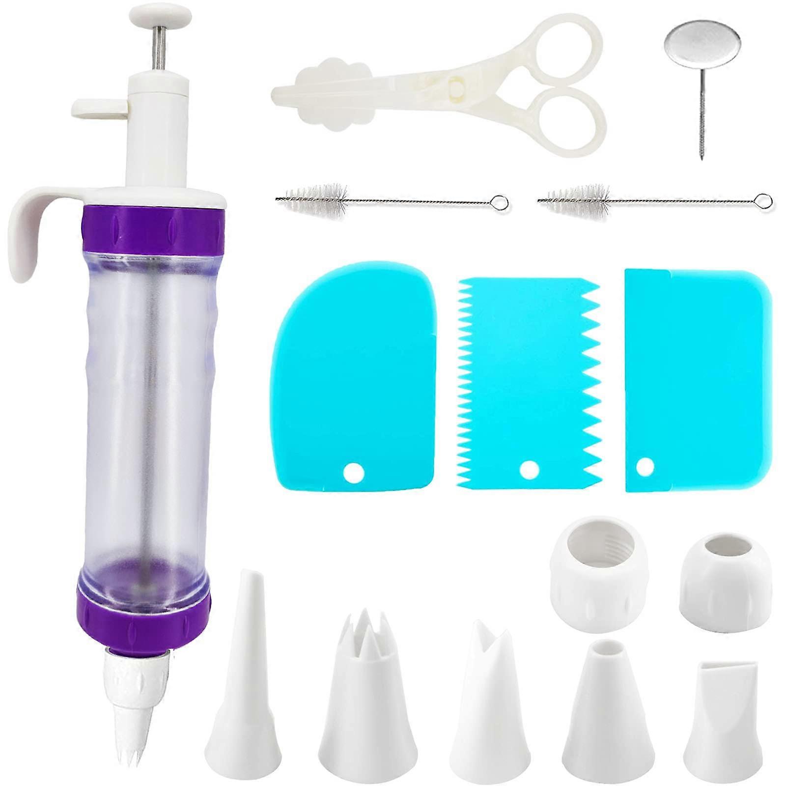 15 Piece Cake Decoration Cooking Set with Cake Fill Injector, Multiple Ice Nozzles, and Cream Scraper Tools for Baking