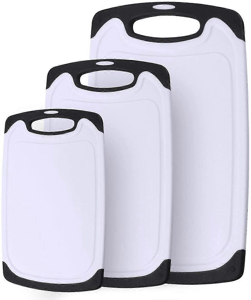 Cutting Boards, Set Of 3 Plastic Cutting Boards With Juicing Grooves And Non-slip Handles