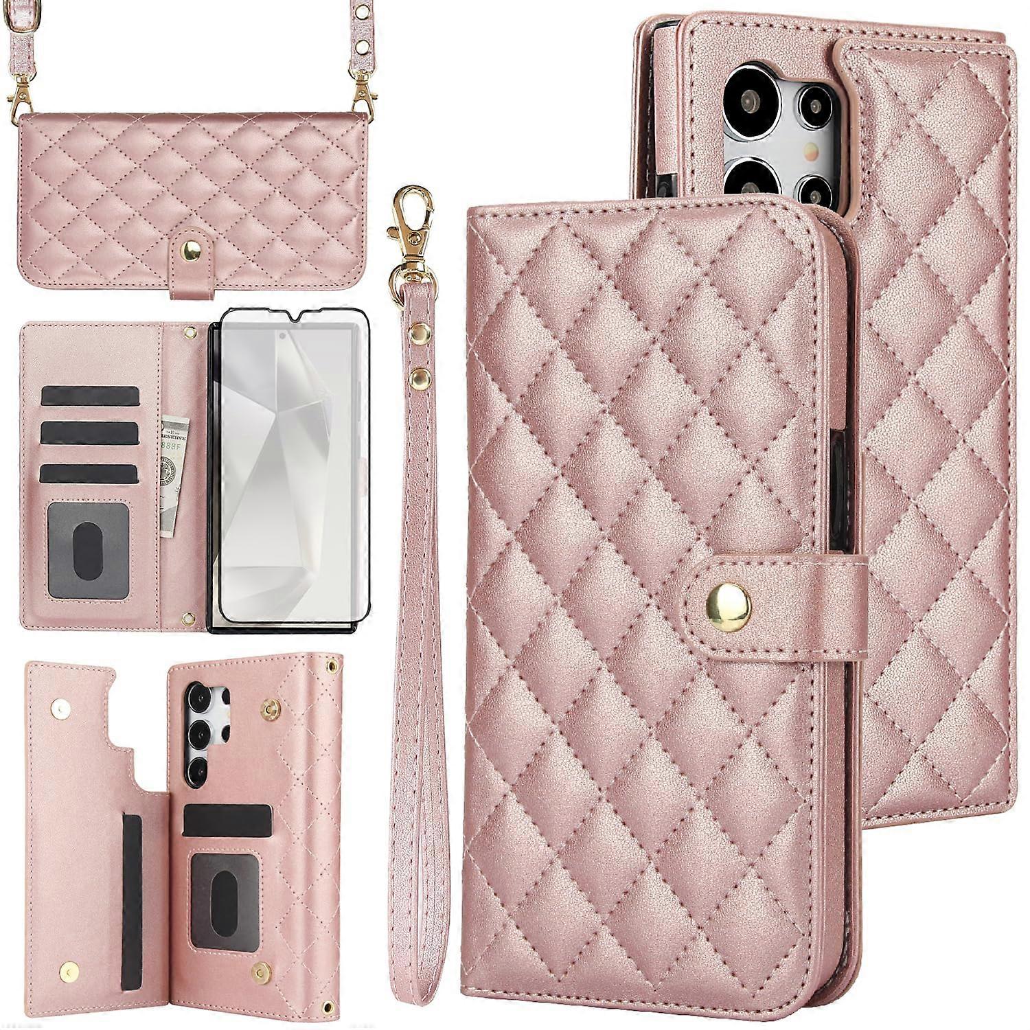 Phone Case for Samsung Galaxy S24 Ultra 5G Wallet Cover with Screen Protector Folio Wallet Case