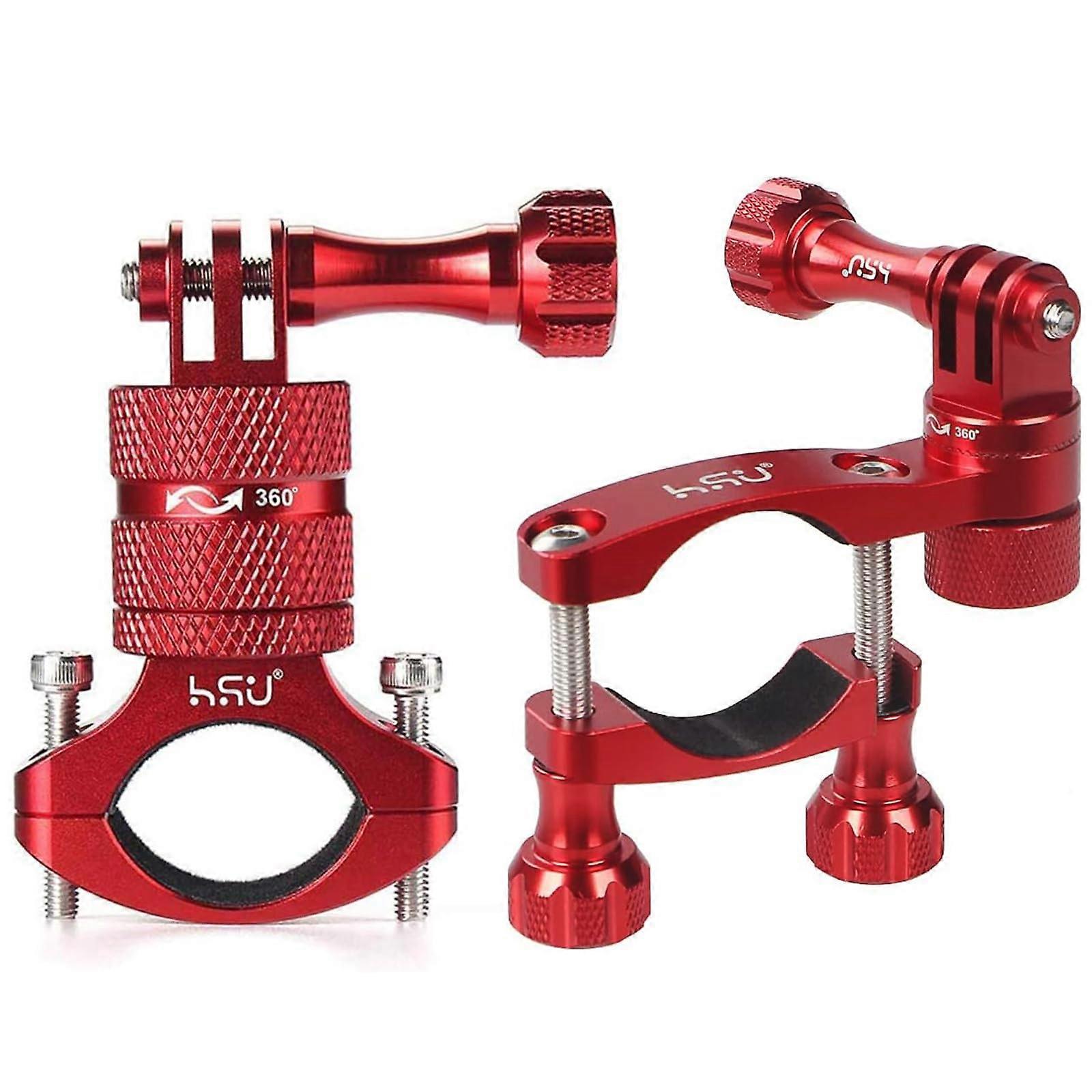 Aluminum Bike Handlebar Mount, 360° Rotation Seat Post, Ski Pole Mount for Go Pro 11 4, DJI etc. (Red)