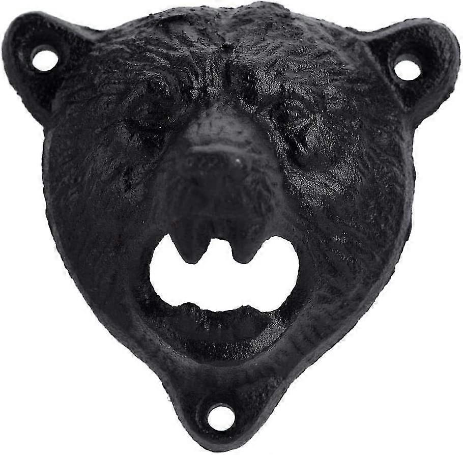 Bear-Shaped Bottle Opener Wall Mounted Cast Iron, Rust-Resistant Kitchen Bar Tool