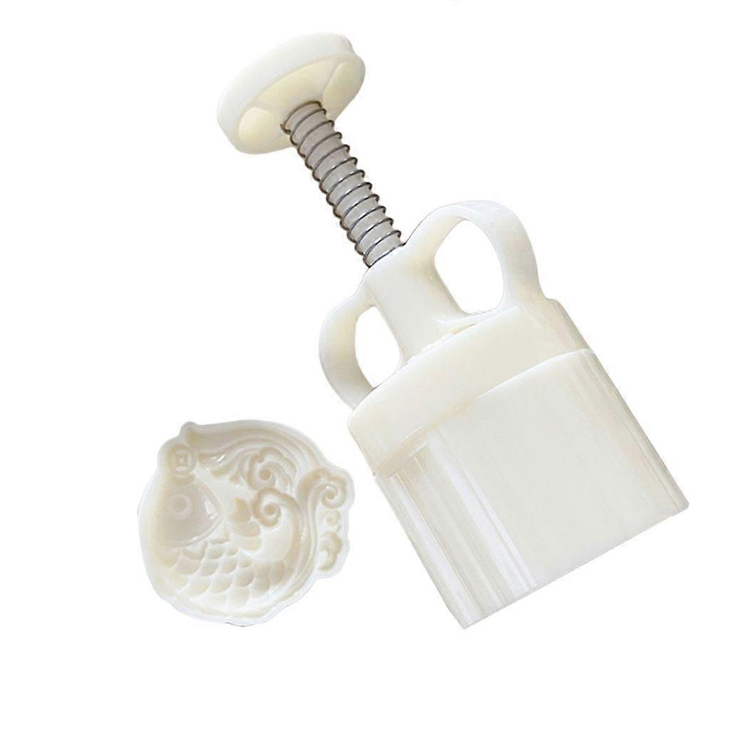 Hand-Pressure Moon Cake Molds 3D Fish Pattern Cookie Stamp Moon Cake Maker