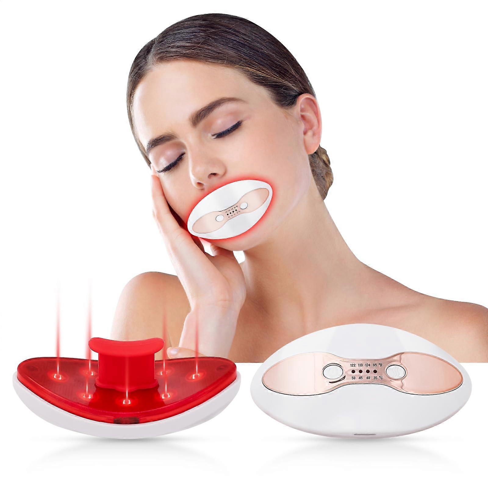 Lip Plumper Device with Red Light Therapy, Heated Anti-Aging Tool for Lips and Eyes, 4 Temperature Settings, Reduces Wrinkles and Dark Circles