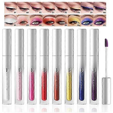 8 Pcs Sparkle Liquid Metallic Eyeliner & Eyeshadow Set, Colorful Shimmer Glitter Eyeliner Makeup, Quick-Drying, Long-Lasting, High Pigmented Multi Use