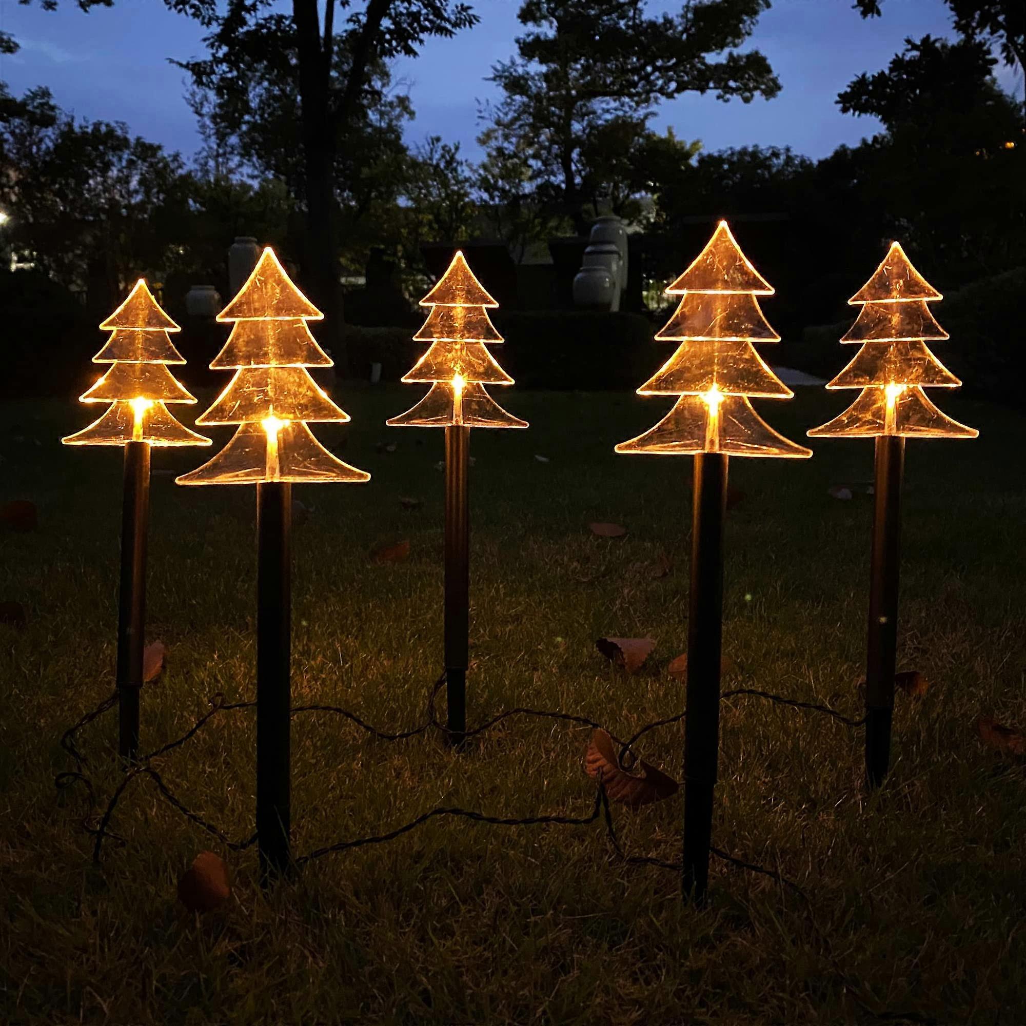 Pathway Christmas Tree LED Decorative Lights with Timer, Battery Operated (5 Pack)