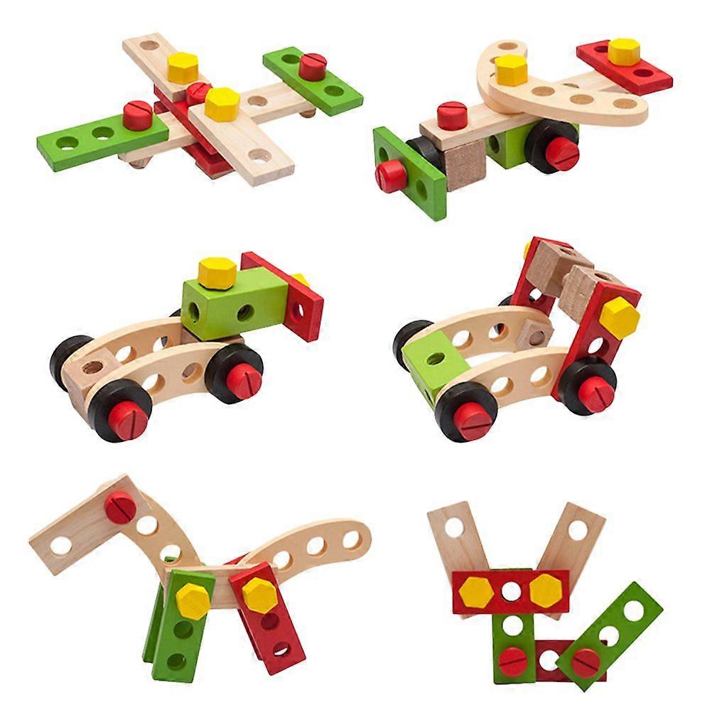 1 Set Children Simulation Wooden Tool Screw Nut Combination DIY Disassembly Toy