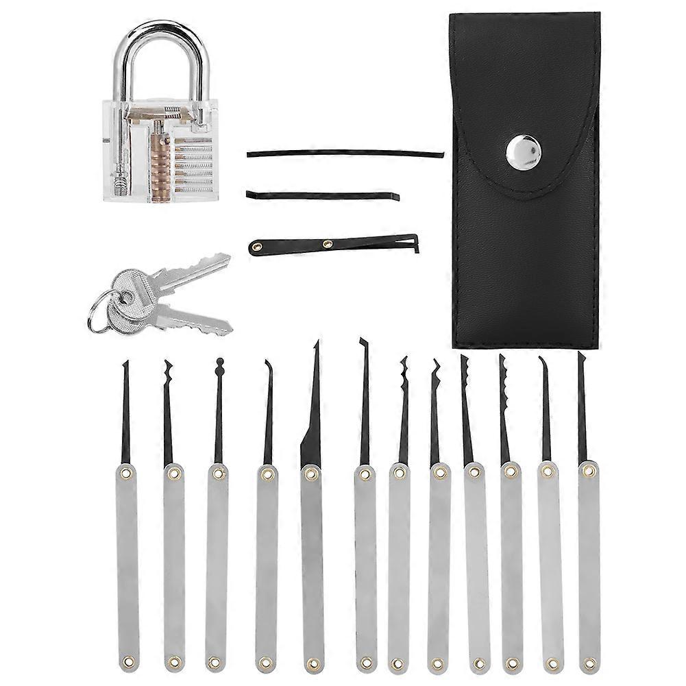 15PCS Unlocking Lock Pick    Transparent Practice Padlock Tool Set Key Extractor