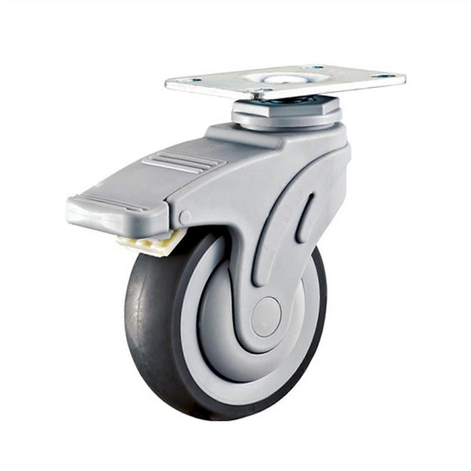 Mute Universal Plastic Caster WheelMute NonSlip WearResistant 1Pcs(Flat with Brake,4 inch)