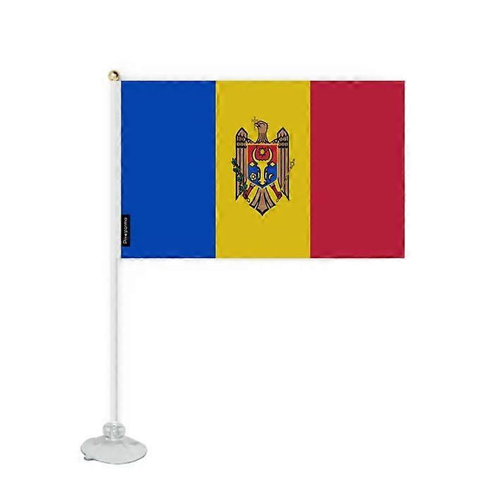 Suction Flag - Moldova - 14 x 21 cm - Durable Polyester - Double-Sided Print - Lightweight and Sturdy