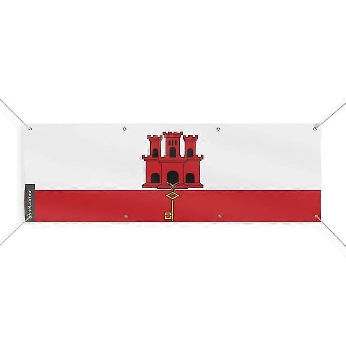 Gibraltar Flag Banner 8 Grommets 190x570 cm