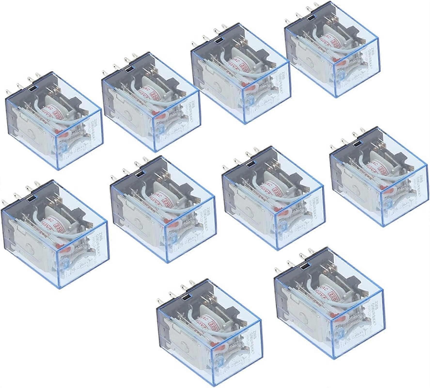 Relay MY2NJ 110V AC Coil Miniature DPDT Power Relay 10pcs, 2NC 2NO 5A 240VAC, Size AC 380V, HH52P Compatible
