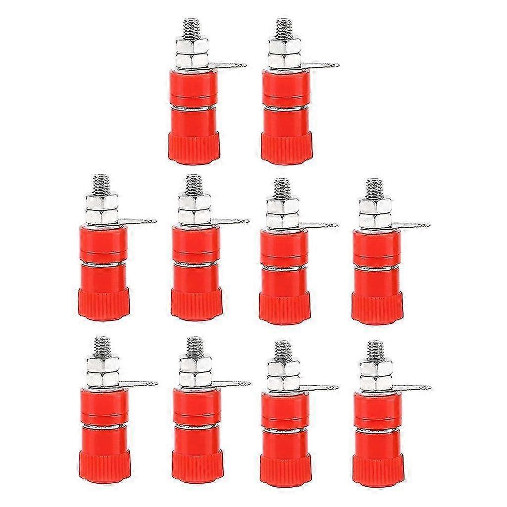 10pcs 4mm Banana Sockets Binding Posts Terminal Banana Plug Jack Connector-color: Red