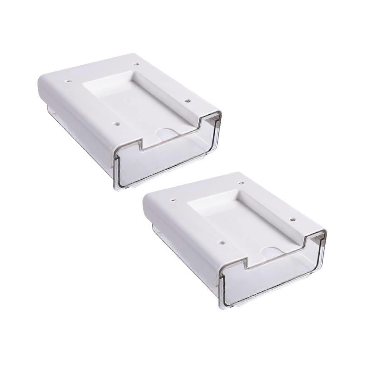 2Pcs Under the Table Drawer Storage Box Creative Pen Holders with Hidden Type for Desk Organization and Transparent Office Storage