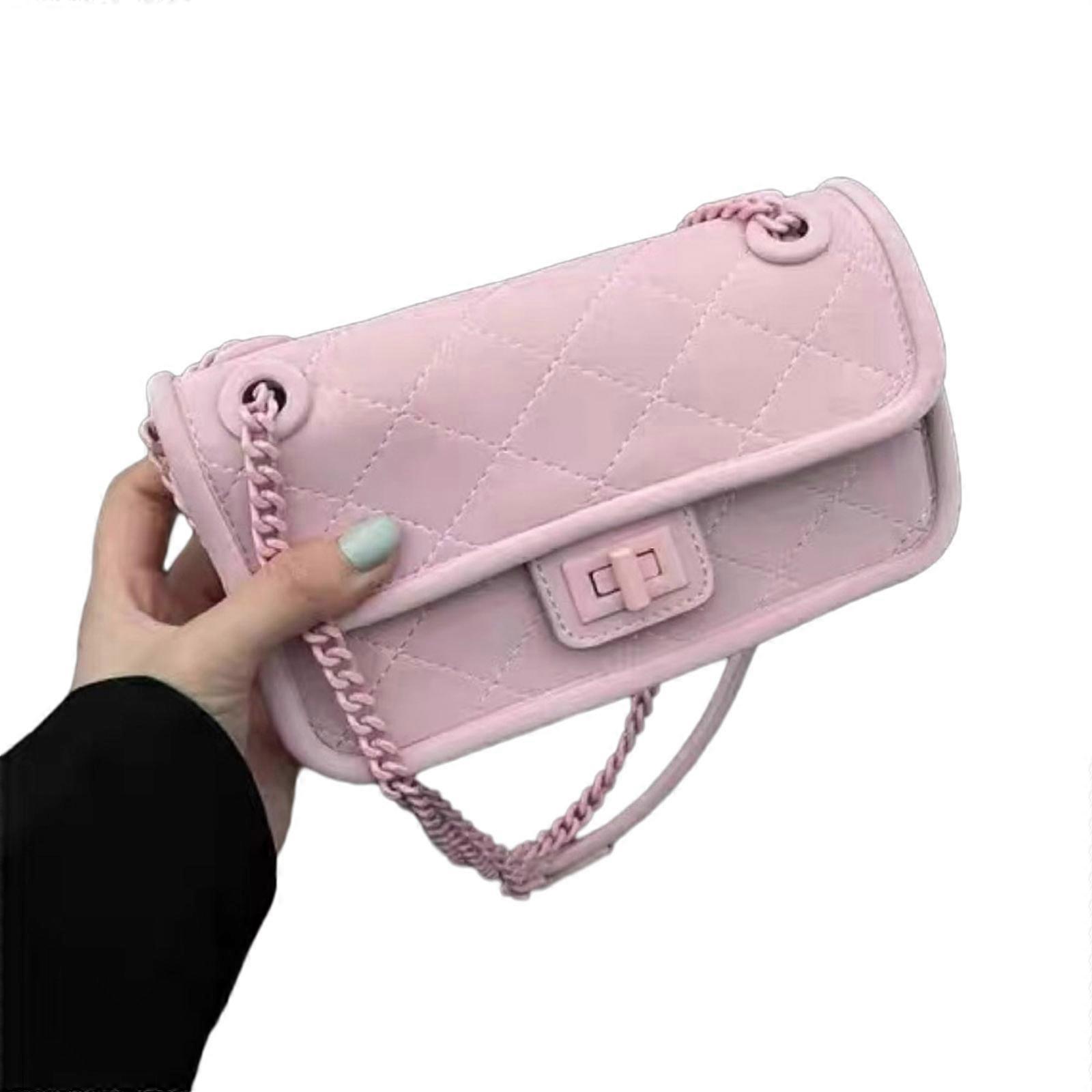 حقيبة كتف سلسلة وردية عصرية للنساء متعددة الاستخدامات وعصرية حقيبة حبال محفظة كروس بودي الوردي