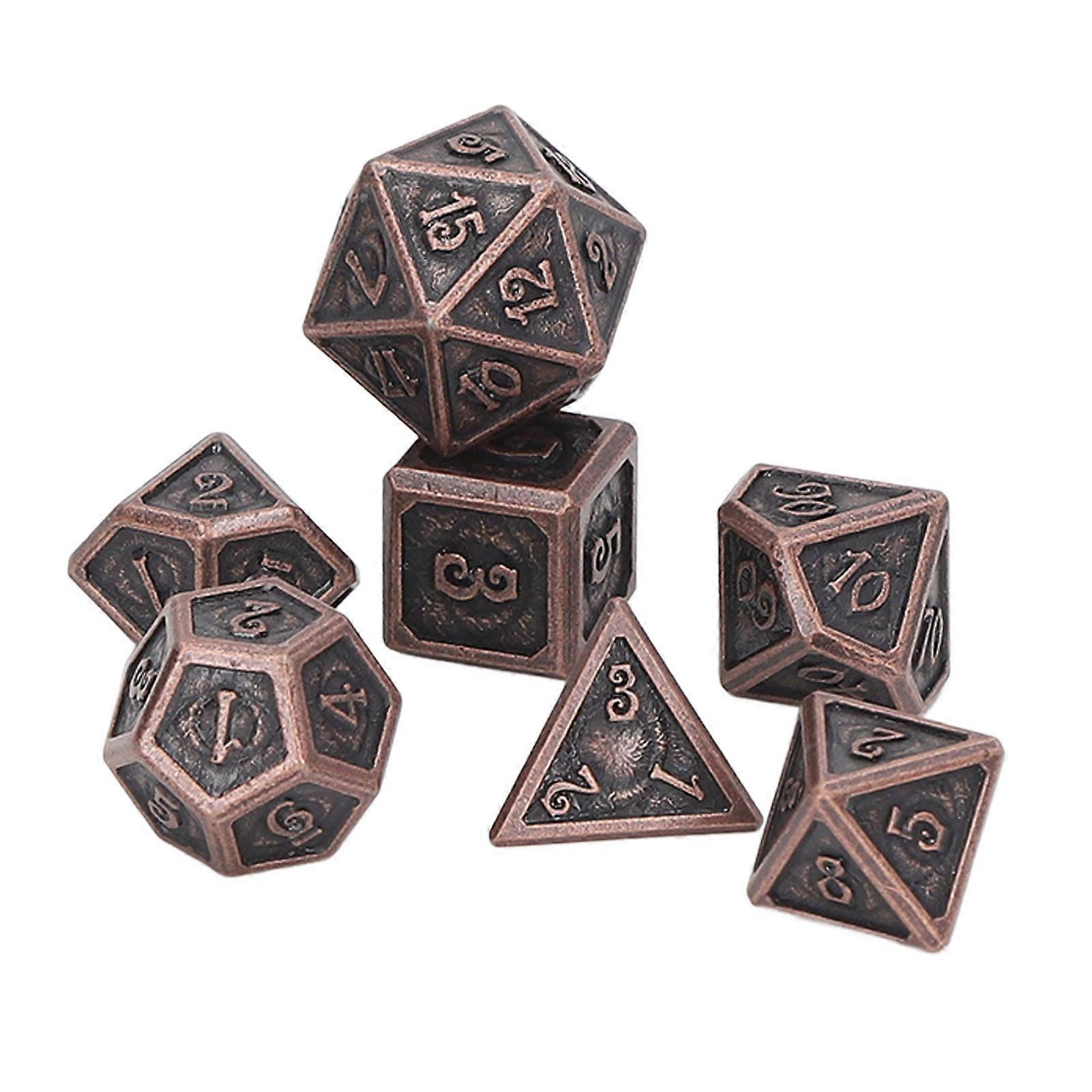7pcs Rolling Dice Set Metal Role Playing Polyhedral Color Beautiful Dices Toy for Teaching Type A