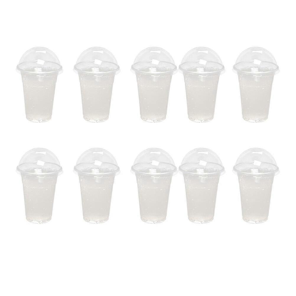 50 Pcs 500ml Disposable Clear Plastic Cups with a Hole Dome Lids for Tea Fruit Juice Milk Tea with Covers