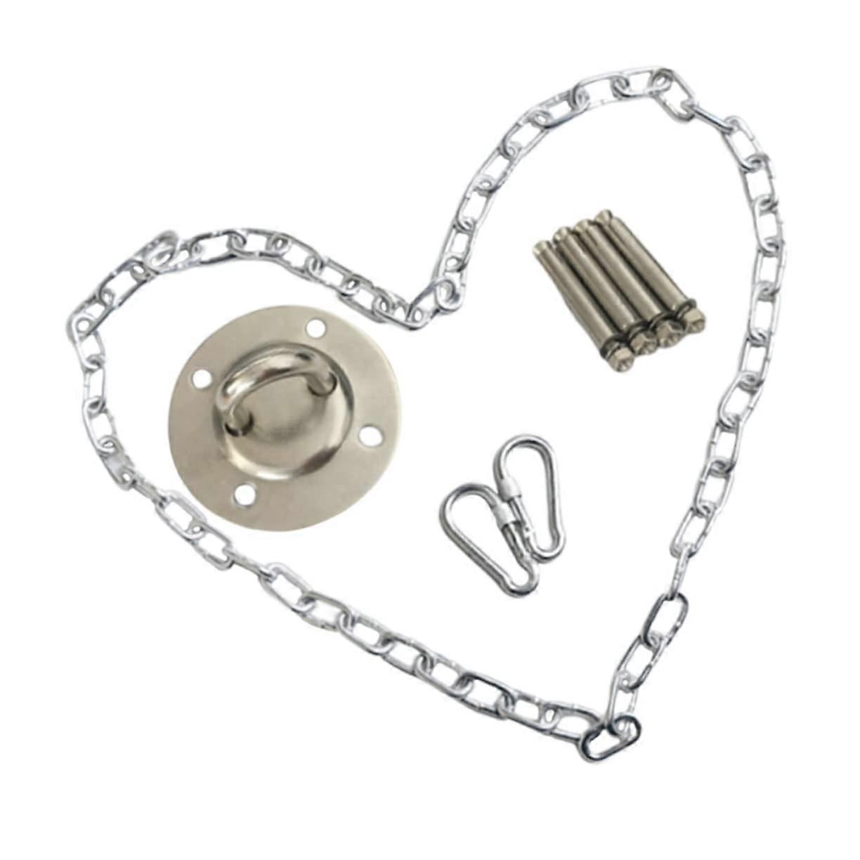 Hammock Swing Chain, Three Swivel Brackets, Hammock with Stand, Black Chain Link for Hanging, Hammock Cha and Hooks, Pulleys, Silver