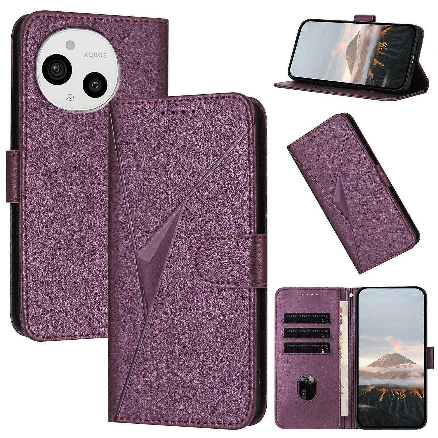 Triangle Pattern Buckle Clasp Leather Phone Case