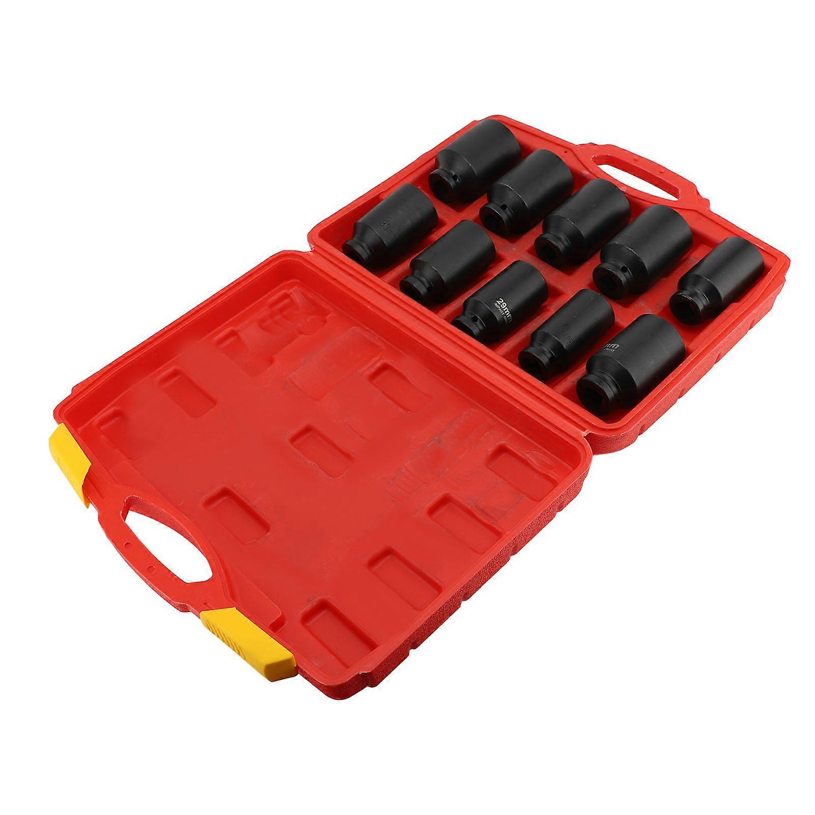 10PCS Wheel Socket Set Hex Carbon Steel Multipurpose Drive Lug Nut Socket Set for Wheel Installation Maintenance 