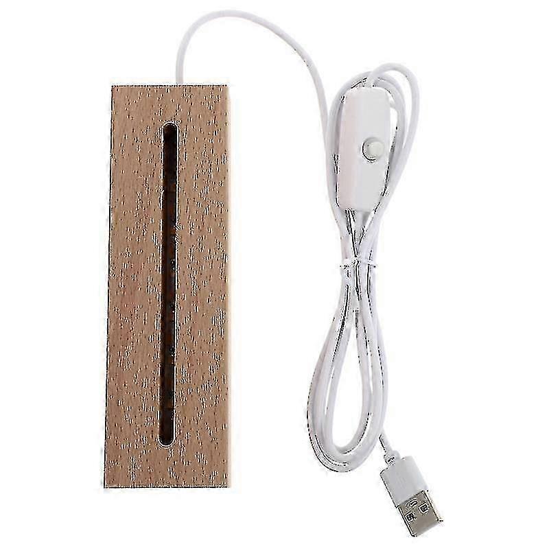 15X4.5x3cm Wood Color 1 Usb Adapters 1pc Wooden Led Display Stand Usb Powered Night Light Base Night