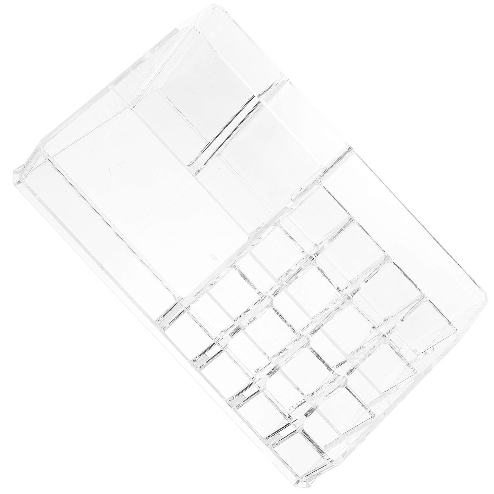 Clear Cosmetic Organizer with Slot Compartments for Lipsticks and Beauty Products – Transparent Pattern, Space Saving Design