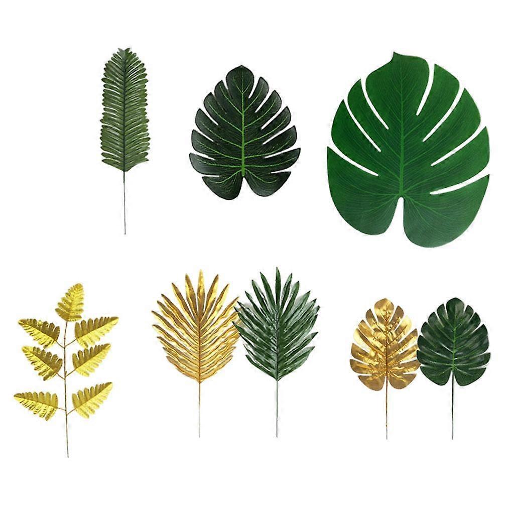 60Pcs Artificial Palm Leaves Leaves with Stems for