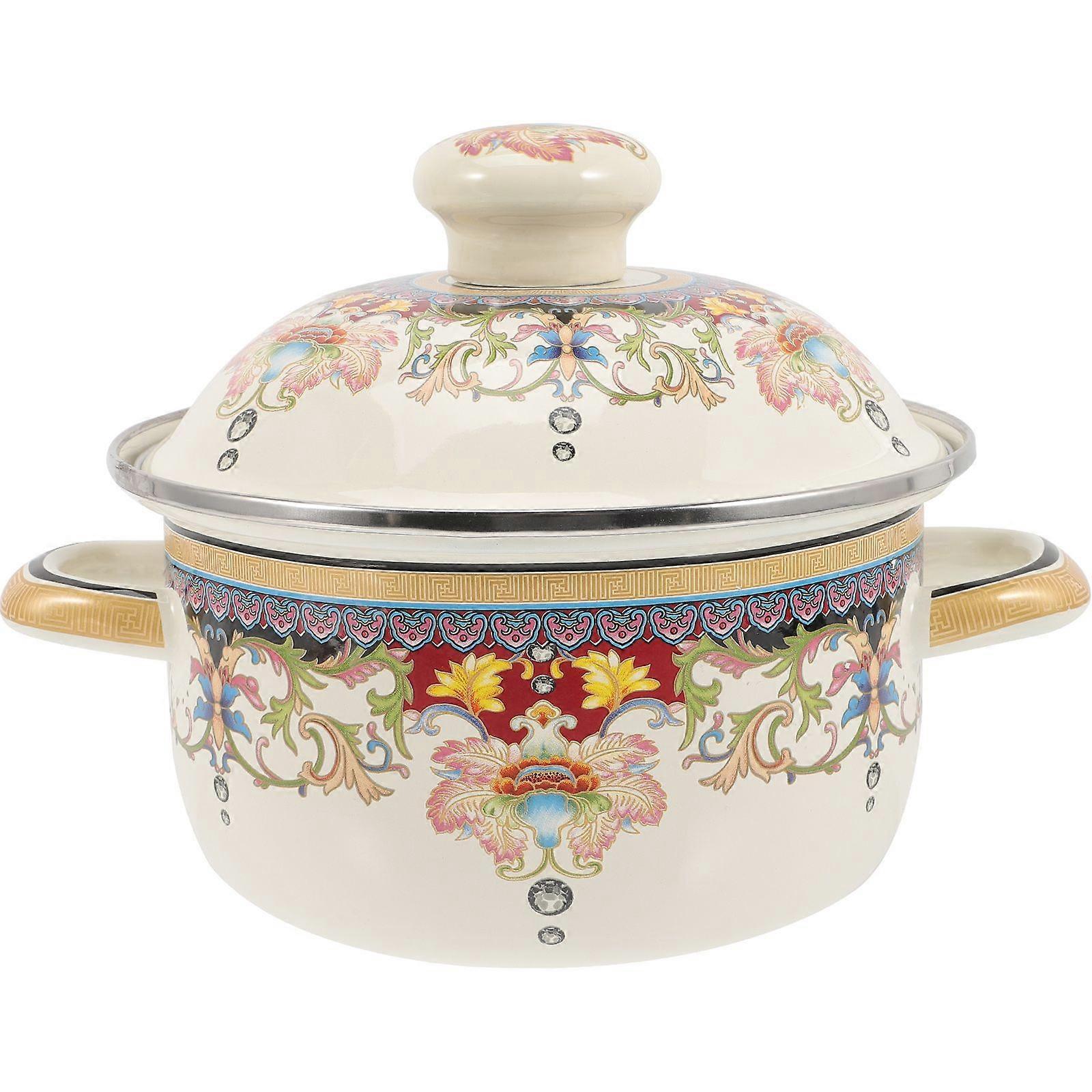 Enamel Soup Pot Multifunctional Pot Practical Saucepot with Handle for Stove