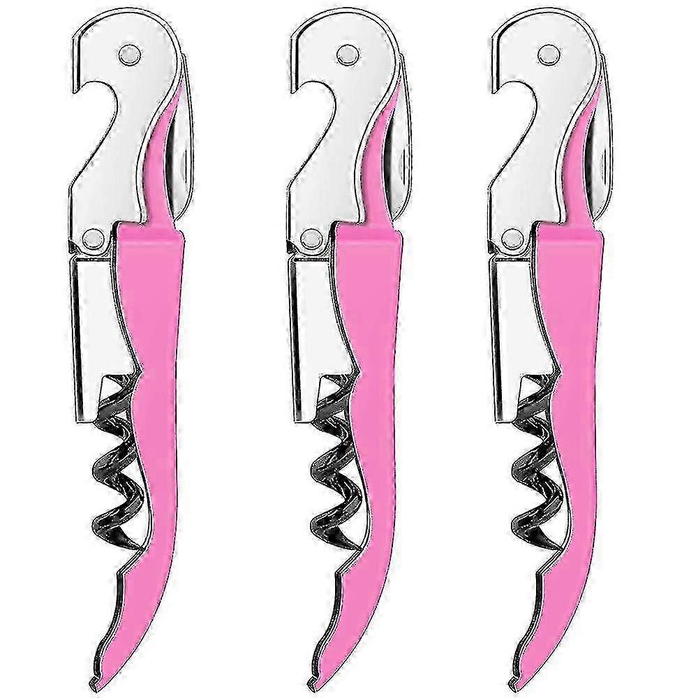 ウェイターのコルク栓抜き、ソフトタッチのダブルヒンジワインオープナー、ワイン愛好家へのピンクのギフト