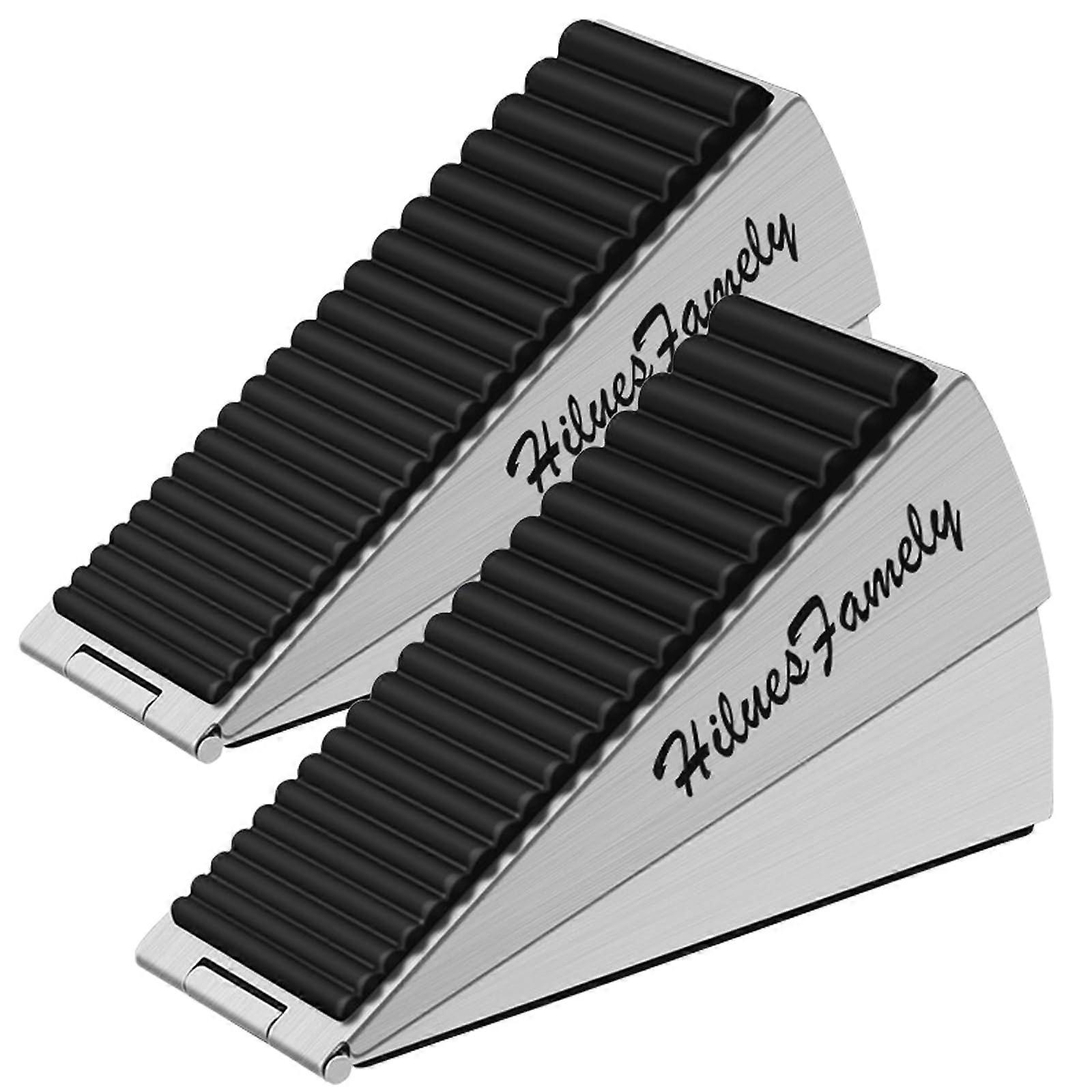 Door Stopper 2 Pack Large Door stoppers for Bottom of Door Wedge, Silver