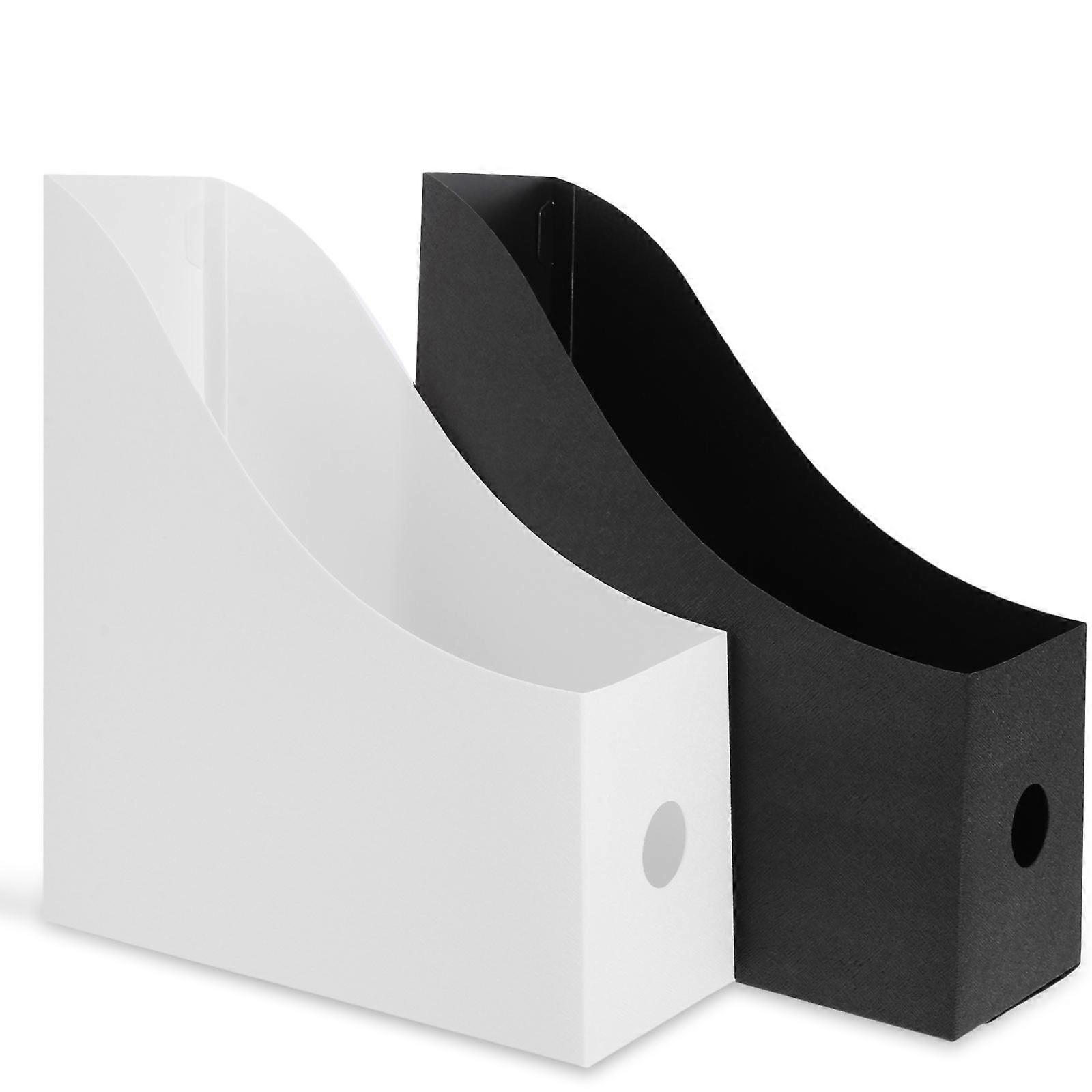 2pcs Sturdy Desktop File Organizers for Office, Home & Student Use – Black & White Document & Magazine Holders for Book and Periodical Storage