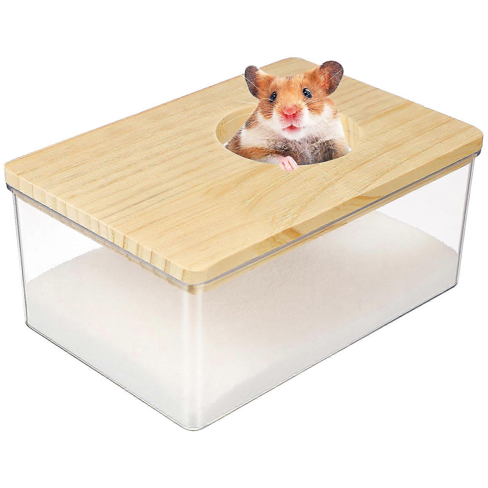 Stylish Transparent Bath Container for Hamsters, Compact and Functional Design