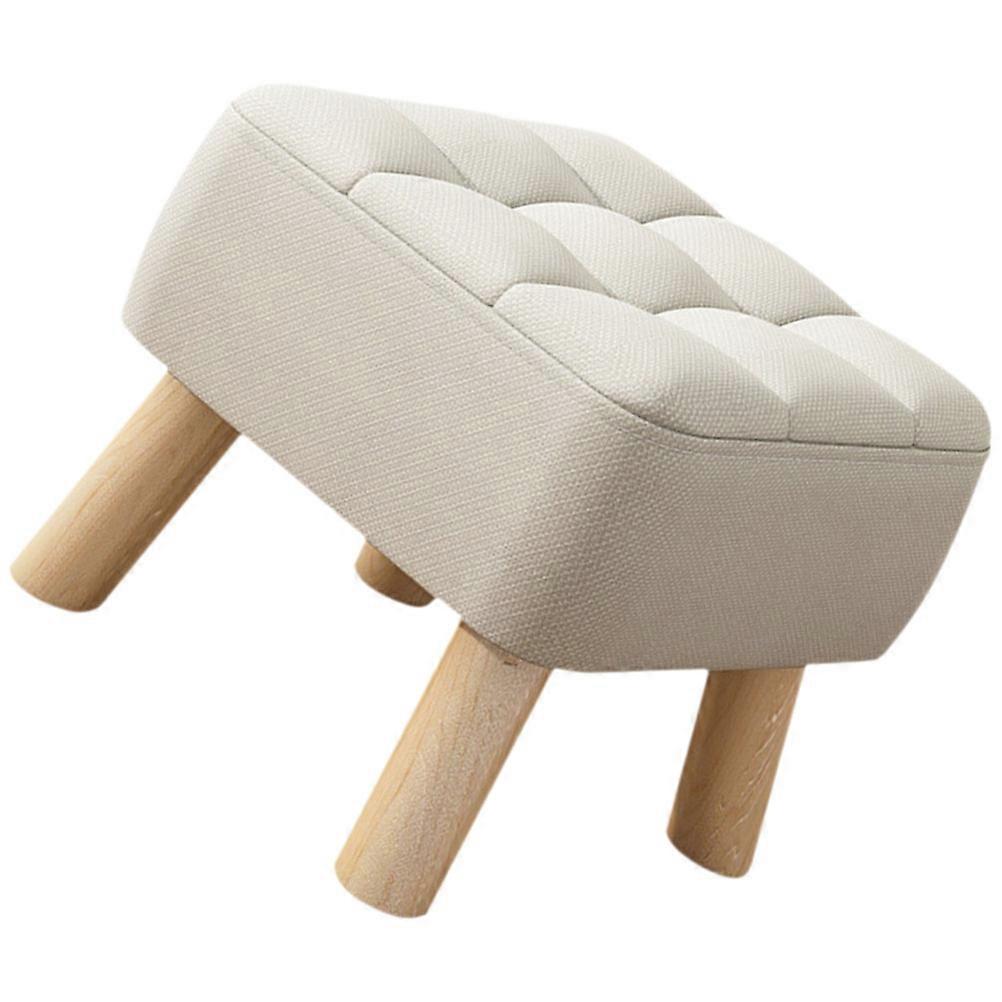Stool With Cushion Comfortable Children Low Stool Bedroom Use Beige Color 30x30cm Size 26cm High Height Assistance 1Set