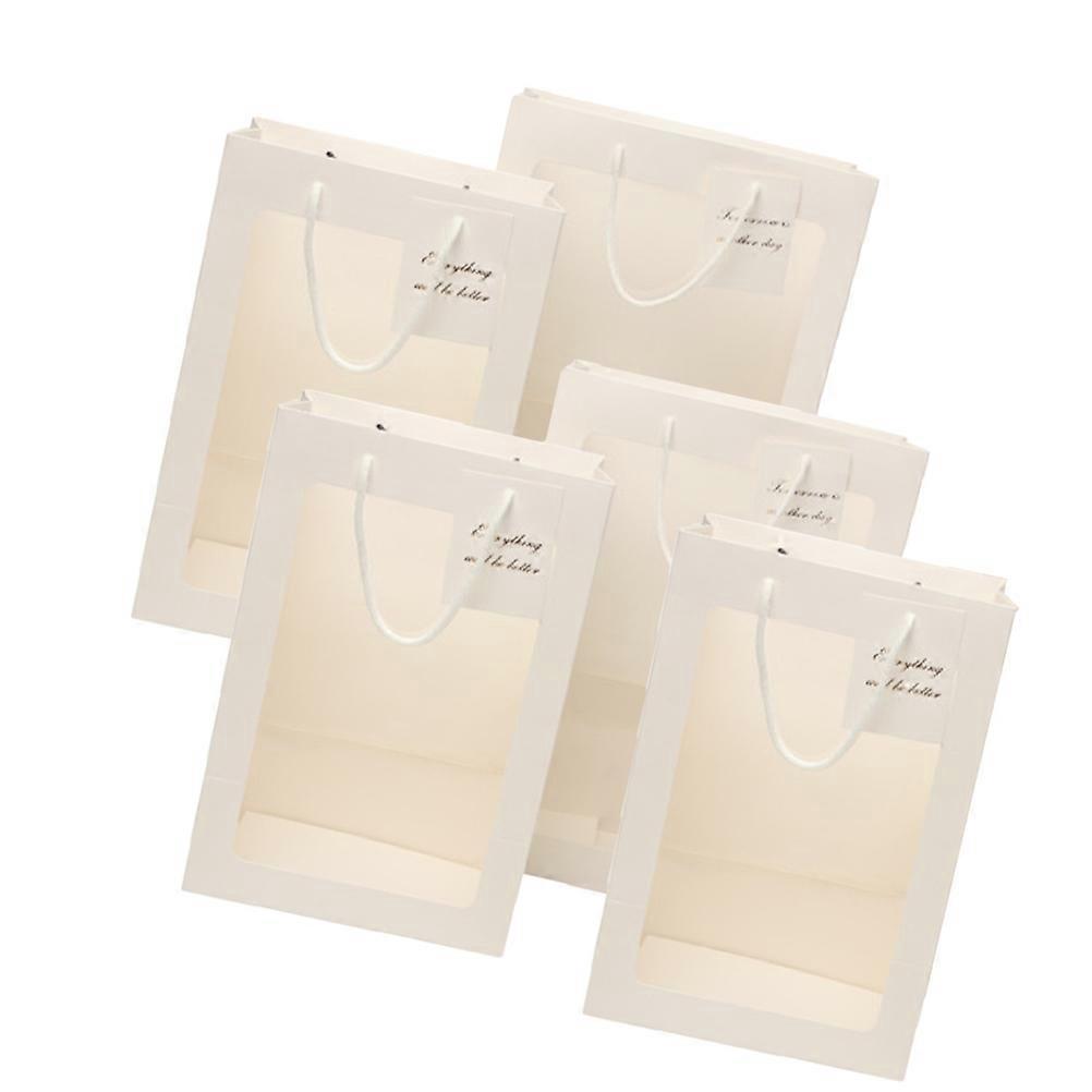 Small Paper Bags Rectangular Flower Paper Bag Transparent Window Portable Decorations Gifting Small 20x15x30cm 5Pcs