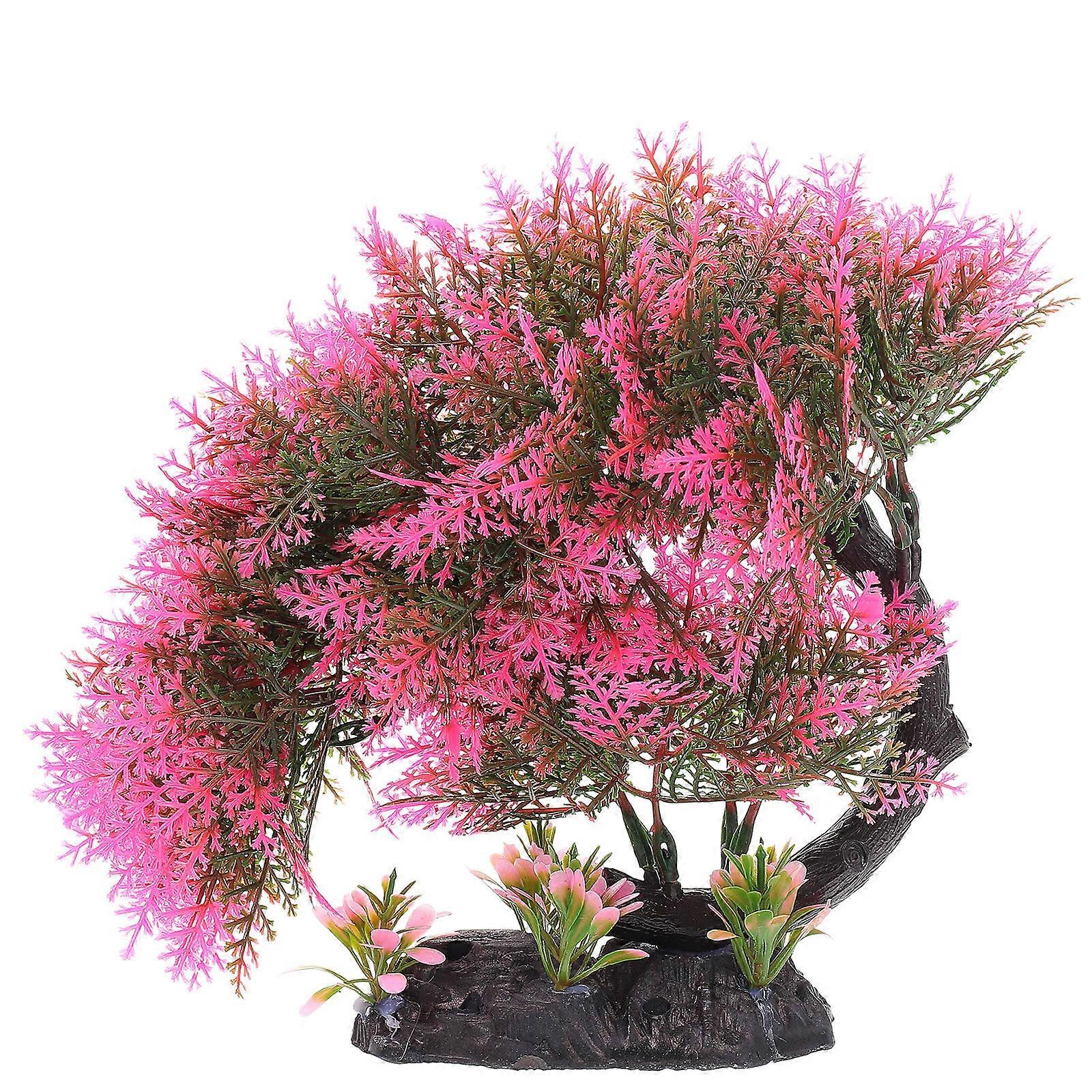 Fish Tank Tree Decor Aquarium Decor Small Artificial Pine Tree Red 22X6X18CM 1Pack