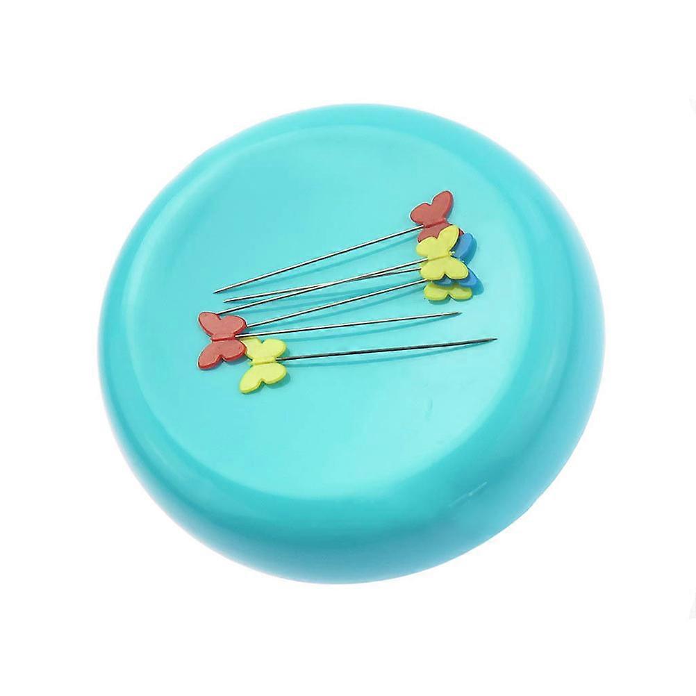 Creative Needle Box Round Suction Needle Box Sky-Blue 10 x 10 x 3cm Anti-Lost 1Pcs