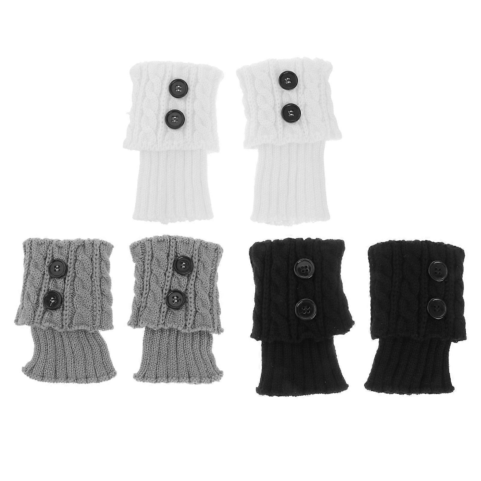 Knitted Leg Warmers For Women Easy to Clean White Winter Season 3Pairs