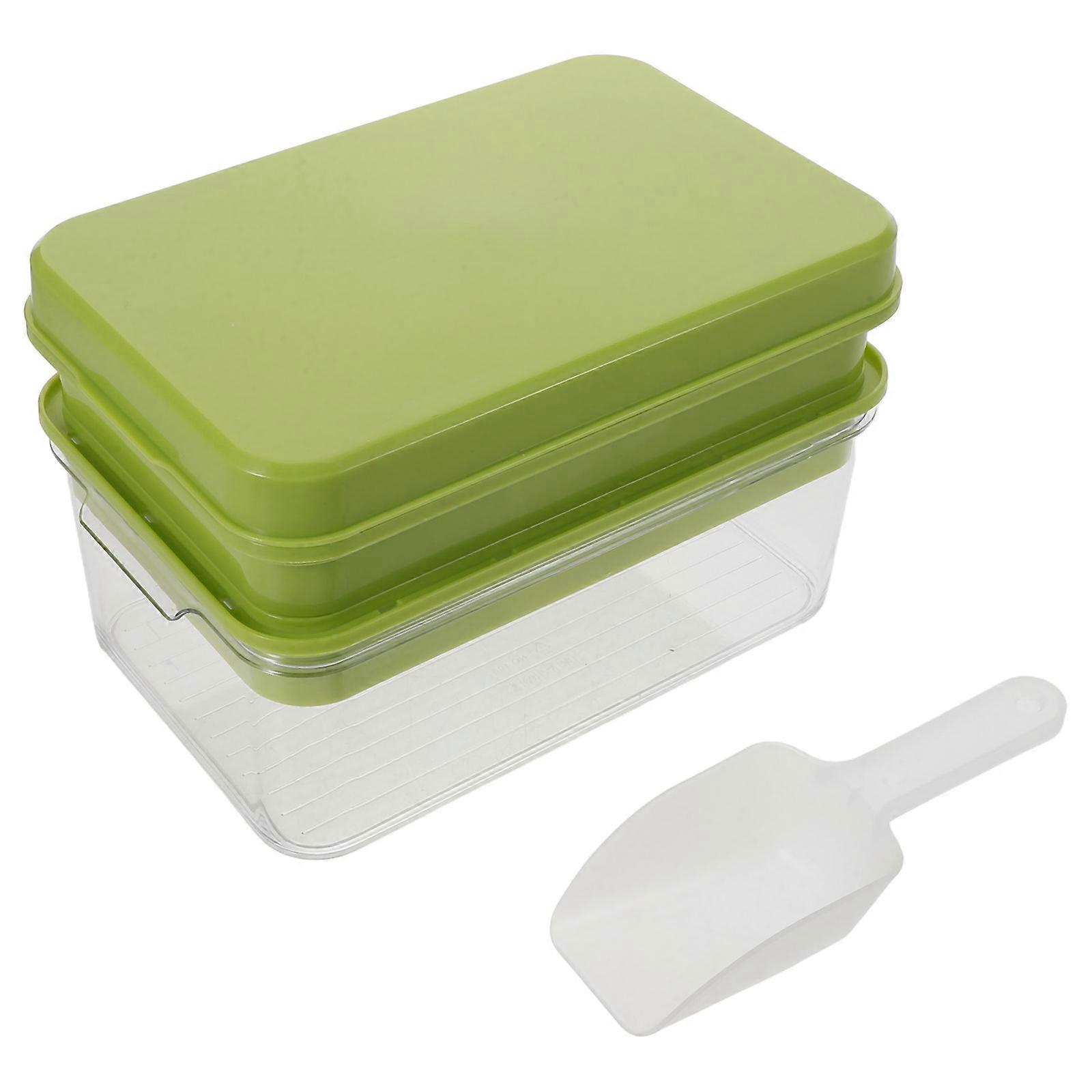 Ice Cube Tray Ice Cubes Bin Green Square Ice Storage Home Use 1Set