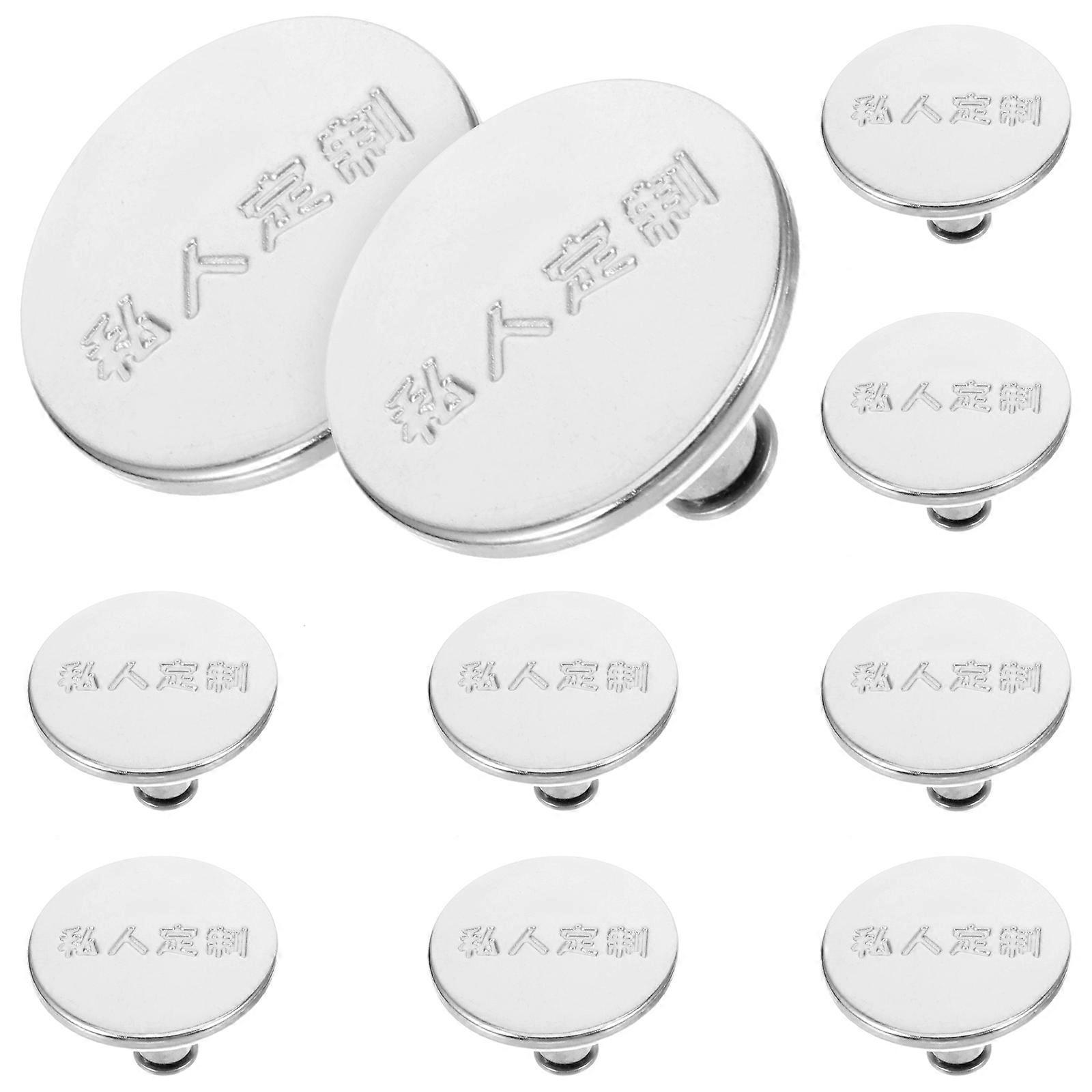 Button Extender For Jeans Curtain Tieback Buttons Pants Daily Use Silver Round Universal Design No Sewing 10Pack