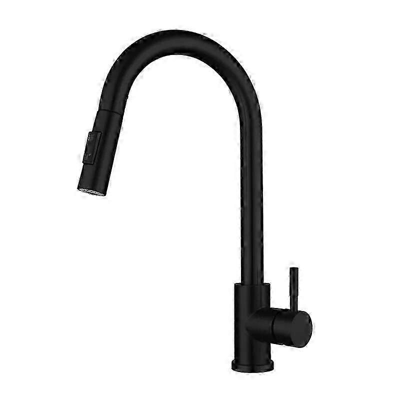 Black Kitchen Faucet Two Function Single Handle Pull Out Mixer Hot And Cold Water Tap Deck Mounted Stream Sprayer Head