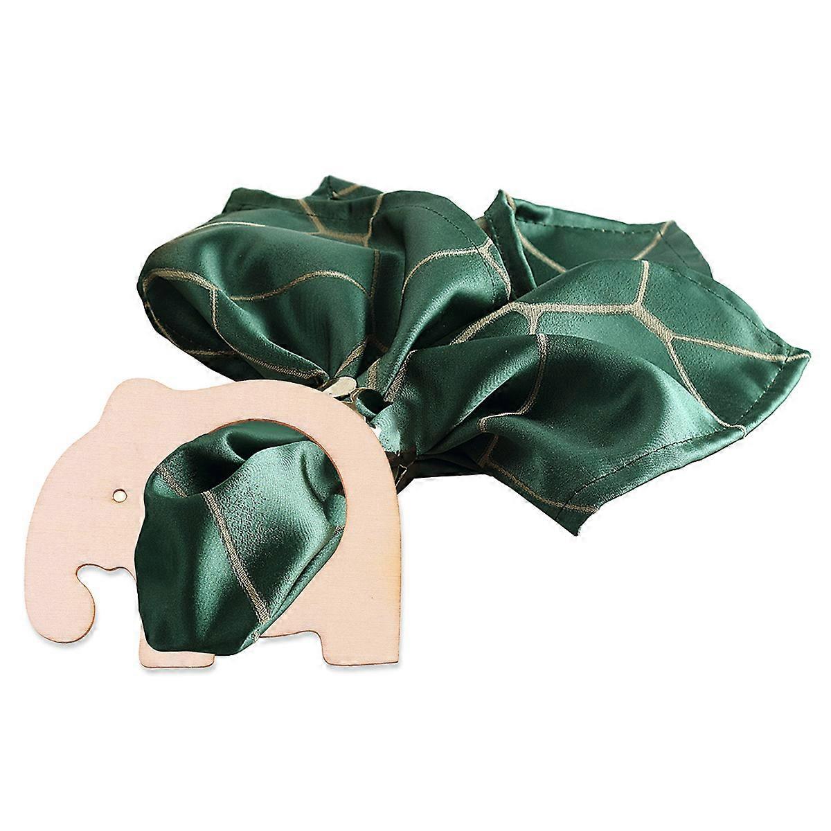 Diy Decoration Napkin Ring Rustic Style Tableware Elephant Shape Wood Material Khaki Color 9.5x0.25cm 10Pcs
