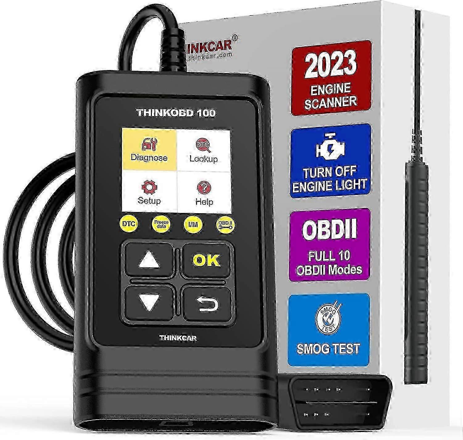 THINKOBD 100 Obd2 Code Reader, Universal OBDII Scanner Engine Fault Reader OBD2/ EOBD with Full OBDII Functions Automotive Car Diagnostic Tool for O2