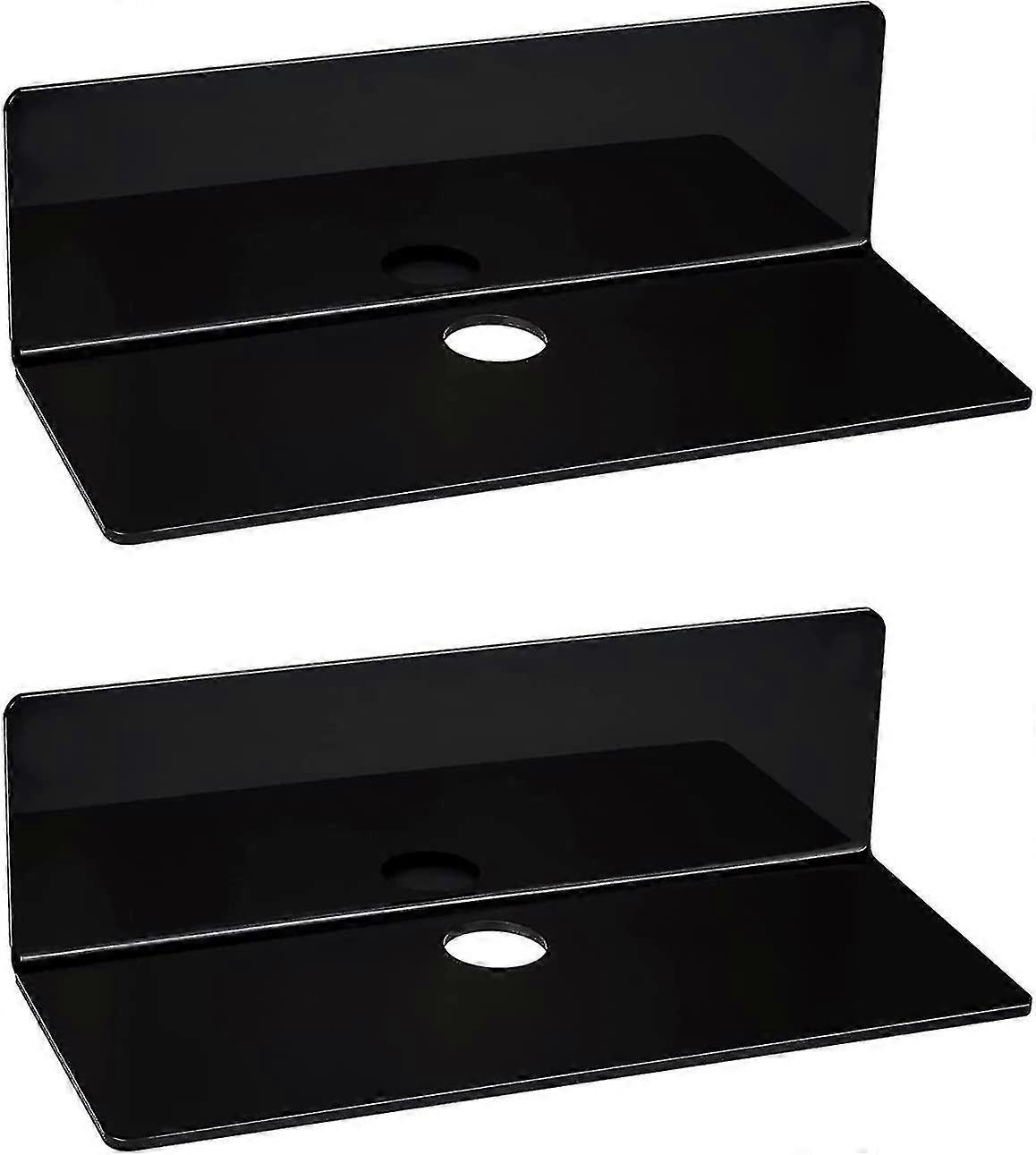 Acrylic Adhesive Wall Shelf Black No-Drill Floating Display Shelf 2pc