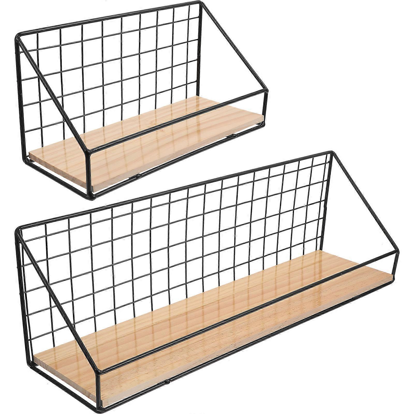 Small Floating Shelves Wall Mounted Storage Rack Home Use 45X12CM Space Saving 2Pcs