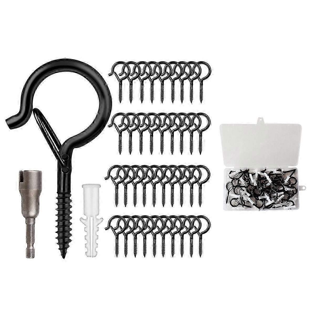 2025 Latest Model 50 Pack Screw-In Hooks for Outdoor String Lights, Q Hangers