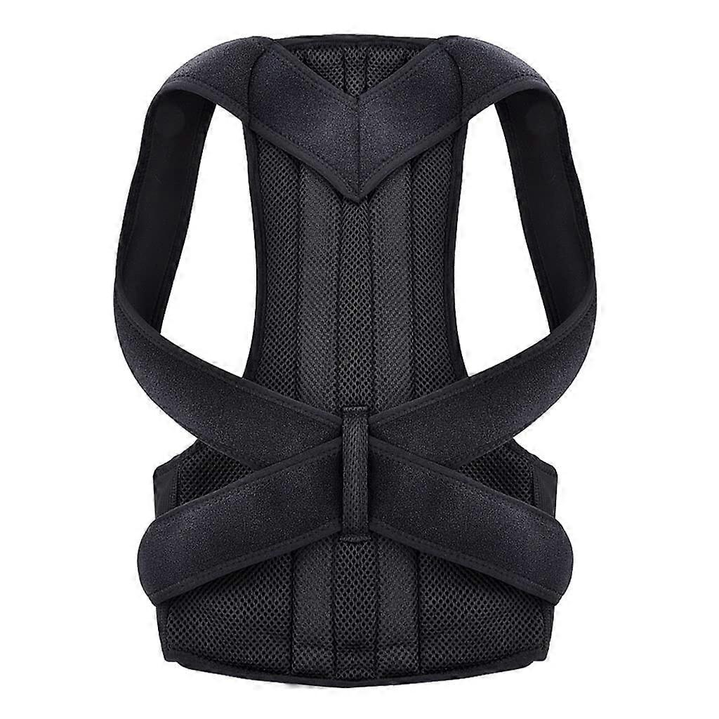 Adjustable Posture Corrector Back Support Shoulder Back Brace Spine Correction (Black M)